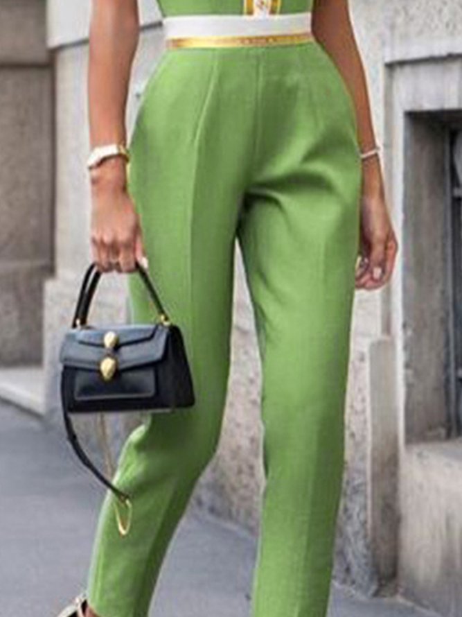 Color Block Elegant Fashion Micro-Elasticity Pants