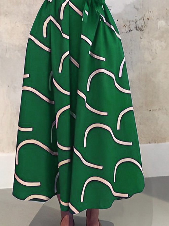 Regular Fit Urban Abstract Short Sleeve Maxi Dress