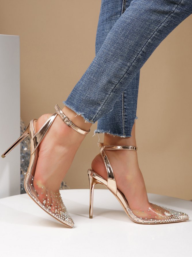 Trendy Rhinestone Banquet Party Pointed Toe Stiletto Shoes