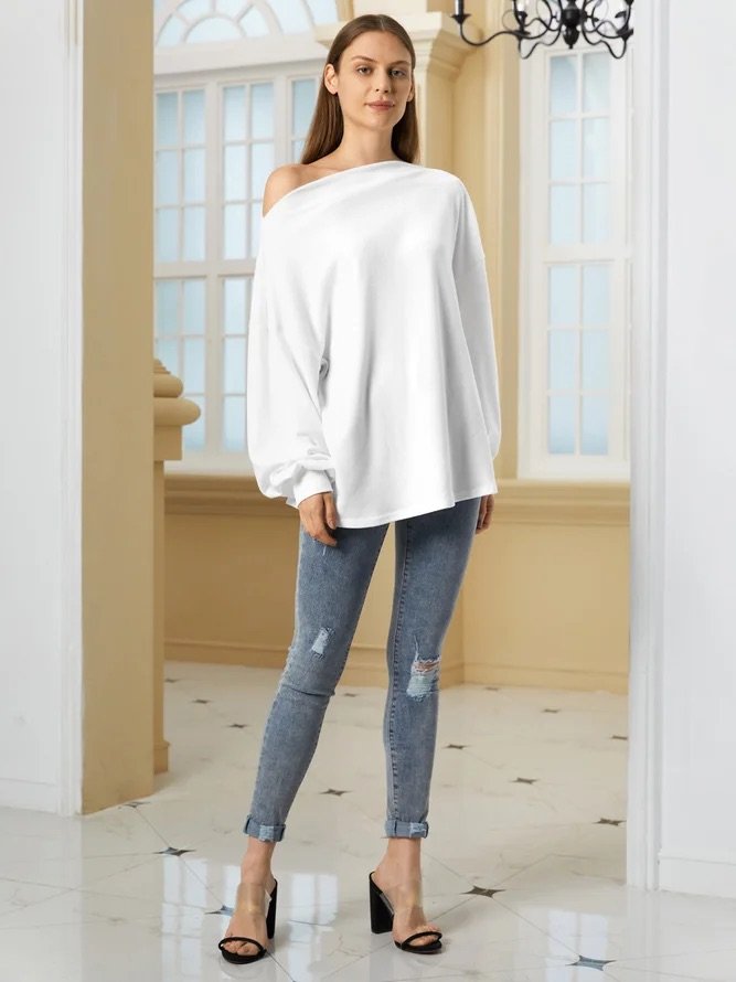 Off The Shoulder Simple Loosen Daily Top