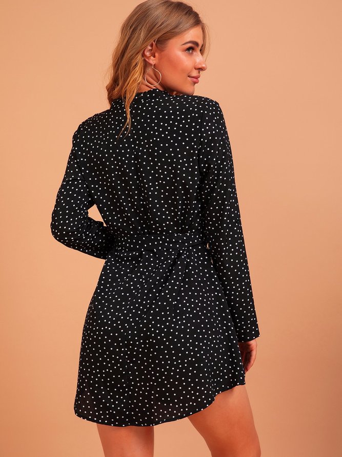 Black Polka Dots Casual Mini Dress