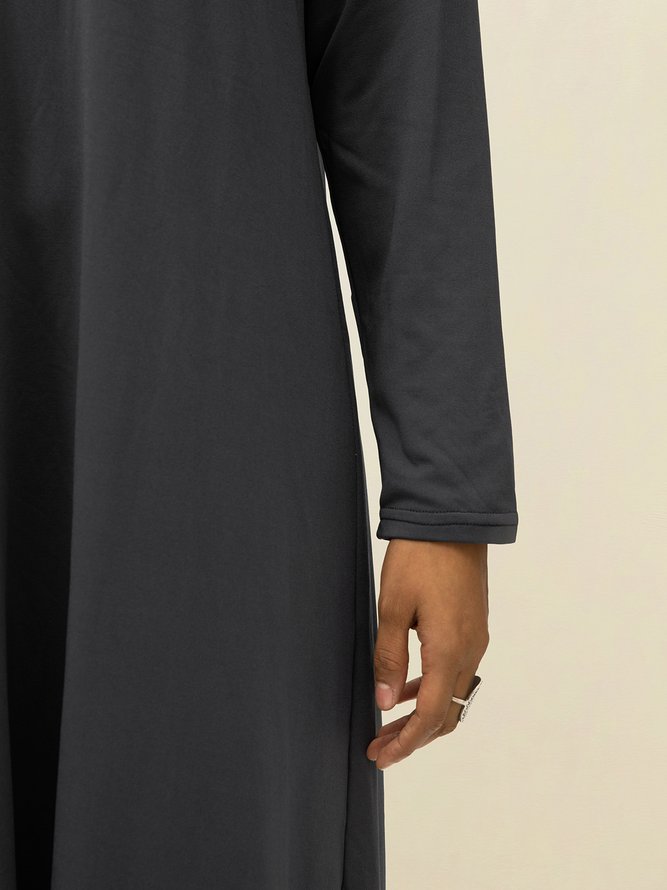 Gray Casual Long Sleeve Knitting Dress