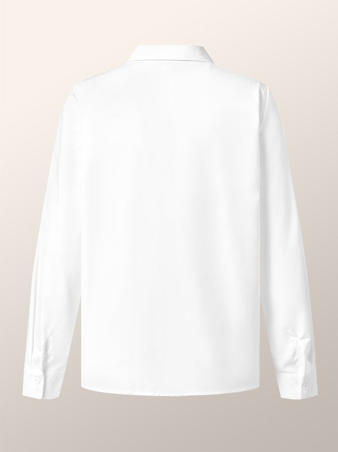 Floral Simple Shirt Collar Long Sleeve Top