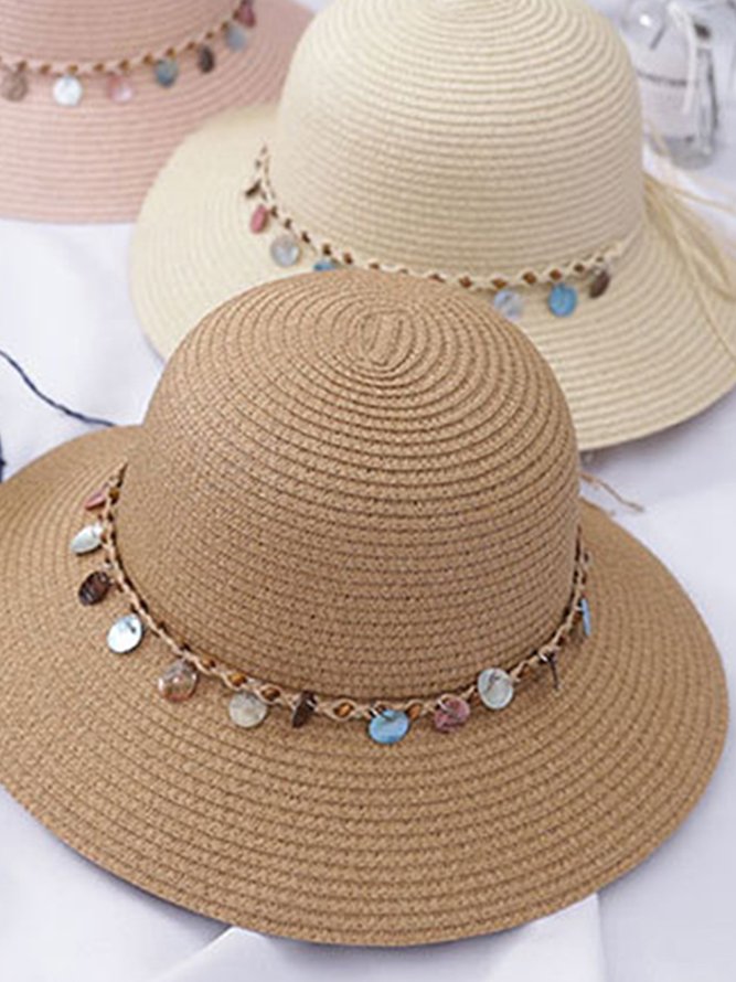 Vacation straw hat colorful sequined beach sun hat