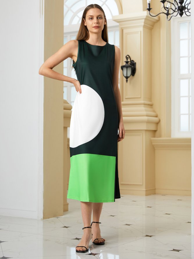 Formal Color-Block Solid Dress