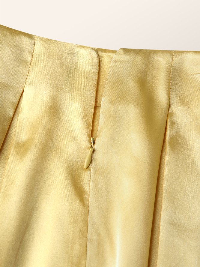 Cocktail A-Line Yellow Polyester Maxi Skirt