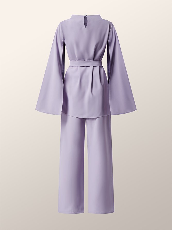 Spring Long sleeve Plain Elegant Top With Pants Work Formal Suits