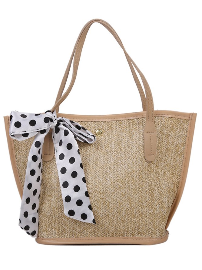 Woven one-shoulder beach vacation handbag
