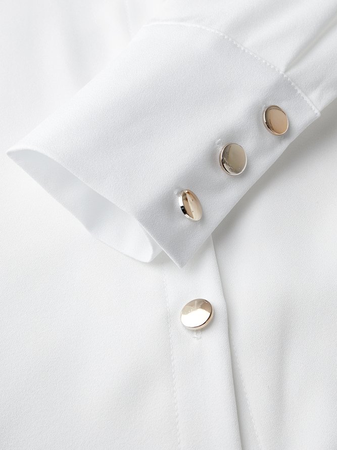 Shirt Collar Long Sleeve Vintage Shift Blouse [Pick a larger size than regular]