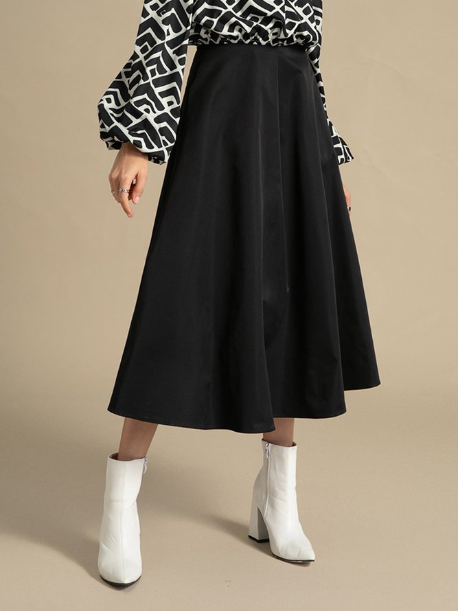 A-Line Solid Daily Skirt
