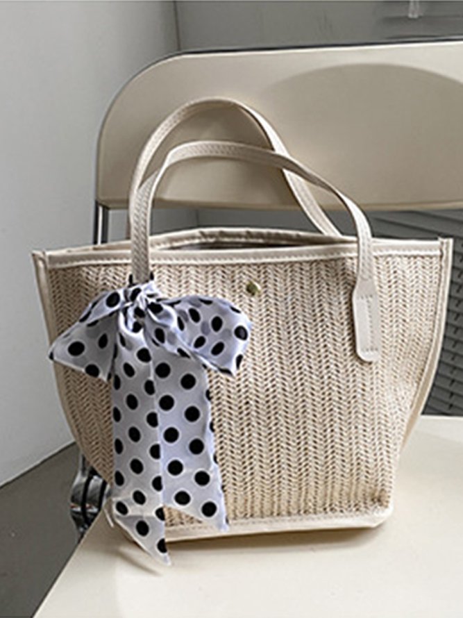 Woven one-shoulder beach vacation handbag