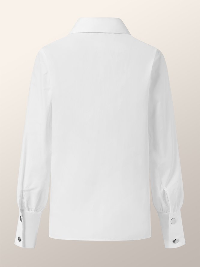 Long sleeve Basics Plain Cotton Blends Shirt