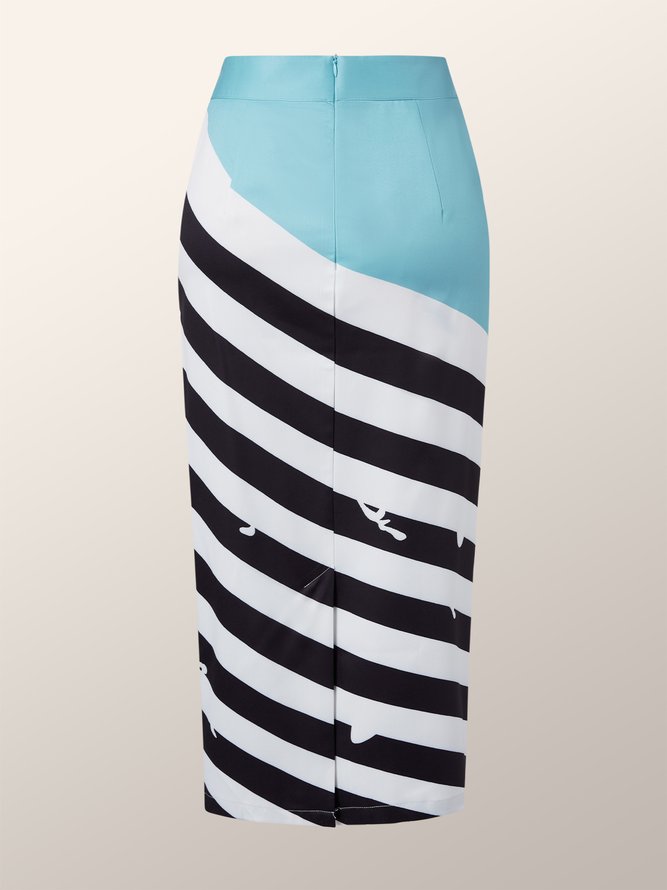 Elegant Striped Color Block Skirt