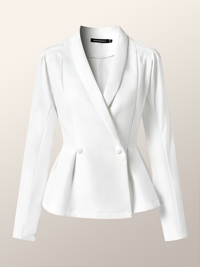 Basics Elegant Plain Shawl Collar Simple Outerwear