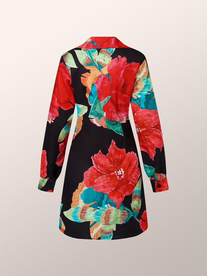 Shirt Collar Elegant Daily Floral Dress