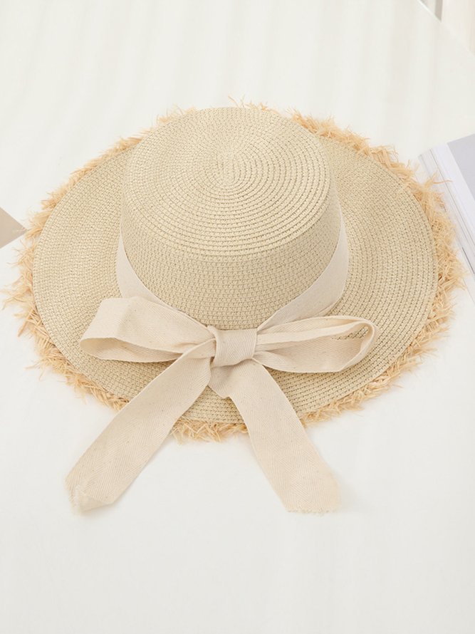 Vacation straw hat bow beach sun hat