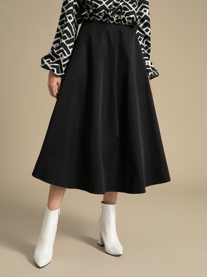 A-Line Solid Daily Skirt