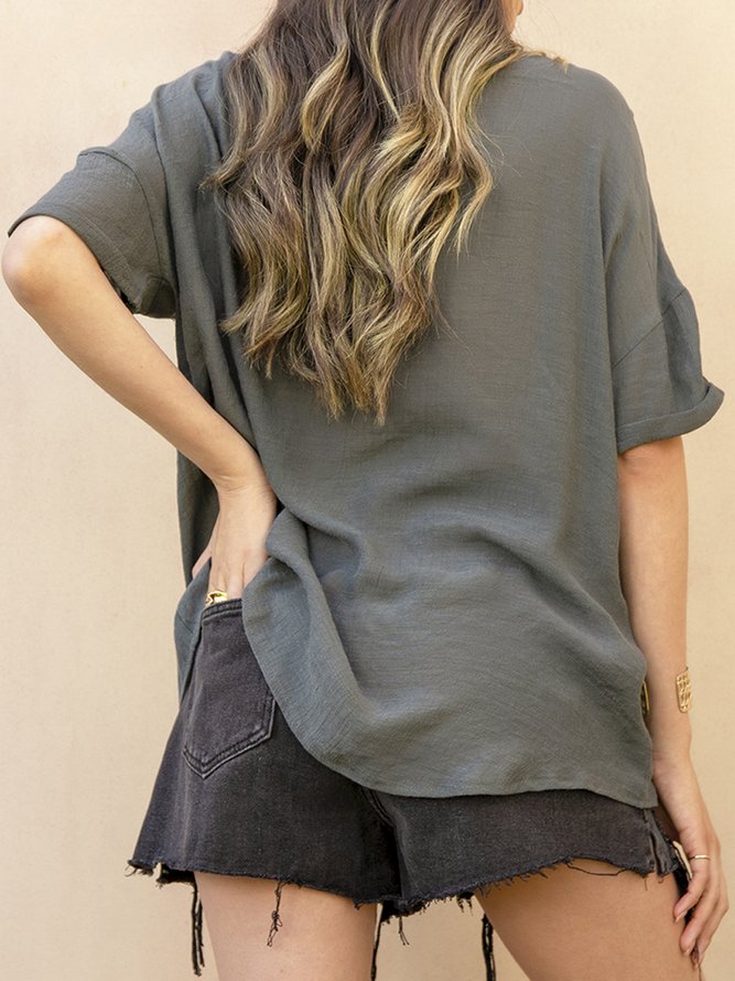 Black Solid Casual Blouse