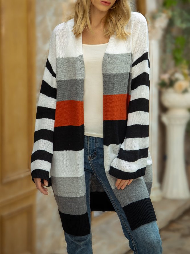 Gray Color-block Long Sleeve Sweater