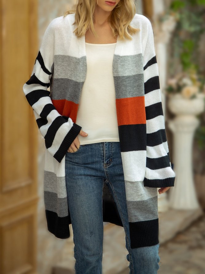 Gray Color-block Long Sleeve Sweater