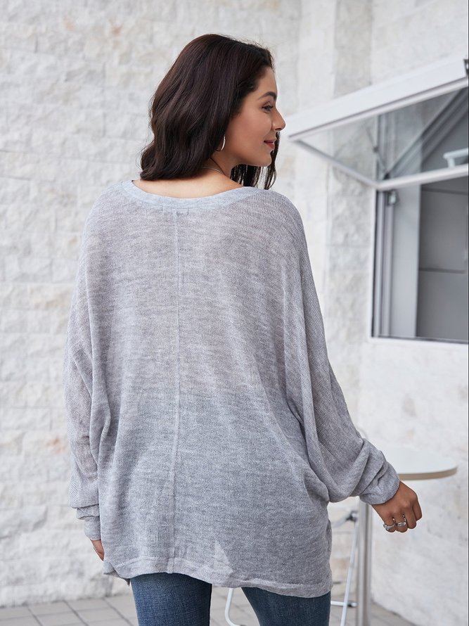 Gray Cotton-Blend Holiday Paneled Tops