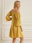 Frill Sleeve Boat Neck Simple  Woven Dress