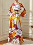 Stylewe Vacation Crew Neck Abstract Regular Fit Maxi Dress