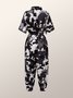 Loose Lightweight Short sleeve Camo Others Casual Jumpsuit