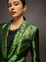 Sleek Urban Floral Shawl Collar Satin Blazer