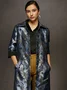 Urban Satin Jacquard Floral Long Jacket