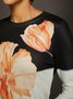 High Elasticity Urban Crew Neck Tight Floral T-Shirt