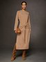 Urban Crew Neck Knot Front Sweater Wool Dress