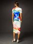 Urban Floral Crew Neck Bodycon Dress