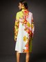 Vacation Floral Midi Shirt Dress