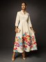 Elegant Floral V Neck Pockets Satin Maxi Dress