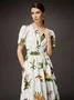 Elegant Floral V Neck Maxi Dress