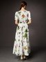 Elegant Floral V Neck Maxi Dress