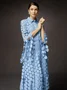 Elegant Shirt Collar Three Quarter Sleeve Lace Maxi Dress