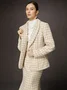 Elegant Houndstooth Lapel Collar Blazer