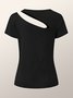 Simple Notched Short Sleeve T-Shirt