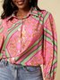 Women Casual Ethnic Summer Shirt Collar Micro-Elasticity Loose Regular H-Line Regular Sleeve Blouse