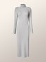 Long sleeve Elegant Plain Tight Long Dress
