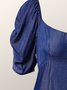 Regular Fit Plain U-Neck Short Sleeve Woven Dress