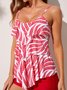 Vacation Plants Printing Scoop Neck Tankinis Two-Piece Set