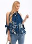 Vacation Summer Plants Batwing Sleeve Mid-weight Micro-Elasticity Daily Loose Regular Blouse for Women