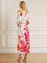 Women Floral Summer Elegant Mid-weight No Elasticity Polyester fibre Midi Loose Elastic waist Dresses