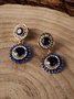 Vintage blue gemstone and diamond Earrings Banquet party daily jewelry Dress matching