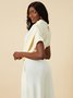 Plain Summer Elegant Stand Collar Mid-weight Commuting Short sleeve Raglan Sleeves H-Line Blouse for Women