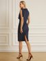 Women Plain Summer Elegant Polyester Bodycon Stand Collar High Waist Sleeveless S-Line Dresses