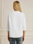 Abstract Summer Simple Stand Collar Mid-weight No Elasticity Polyester fibre Three Quarter Fit Blouse for Women